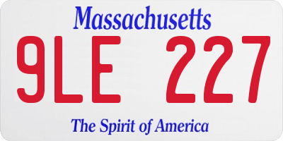 MA license plate 9LE227
