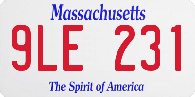 MA license plate 9LE231