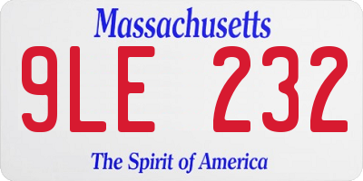 MA license plate 9LE232