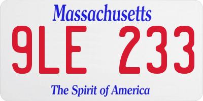 MA license plate 9LE233