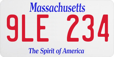 MA license plate 9LE234