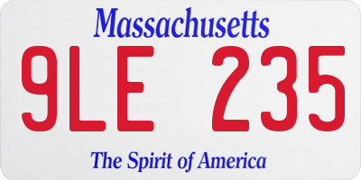 MA license plate 9LE235