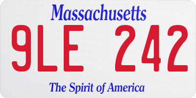 MA license plate 9LE242