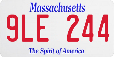 MA license plate 9LE244