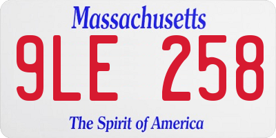 MA license plate 9LE258