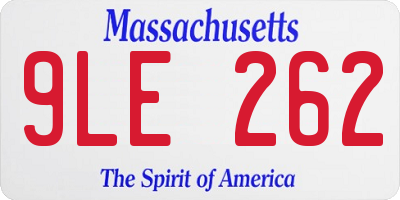 MA license plate 9LE262