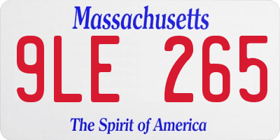 MA license plate 9LE265