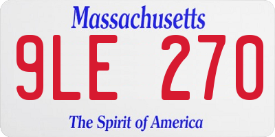 MA license plate 9LE270