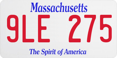MA license plate 9LE275