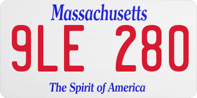 MA license plate 9LE280