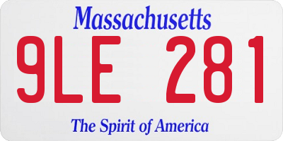 MA license plate 9LE281
