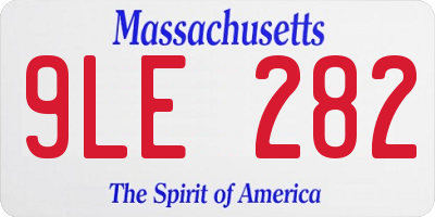 MA license plate 9LE282
