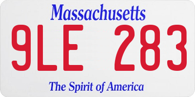 MA license plate 9LE283