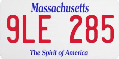 MA license plate 9LE285