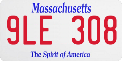 MA license plate 9LE308