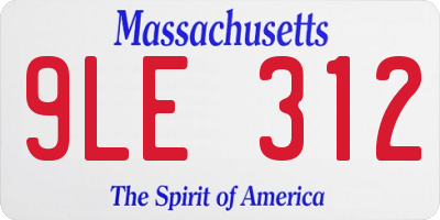 MA license plate 9LE312