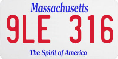 MA license plate 9LE316