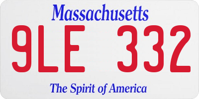 MA license plate 9LE332