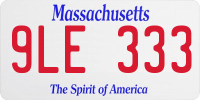 MA license plate 9LE333