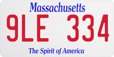 MA license plate 9LE334