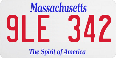 MA license plate 9LE342