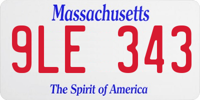 MA license plate 9LE343