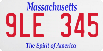 MA license plate 9LE345