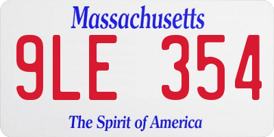 MA license plate 9LE354