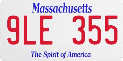 MA license plate 9LE355