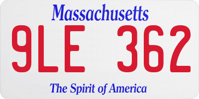 MA license plate 9LE362