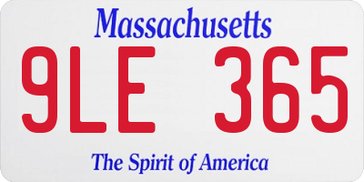 MA license plate 9LE365