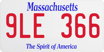 MA license plate 9LE366