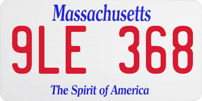 MA license plate 9LE368