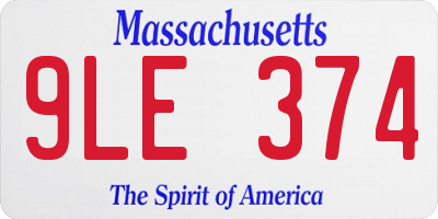MA license plate 9LE374