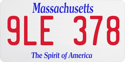 MA license plate 9LE378