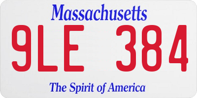MA license plate 9LE384