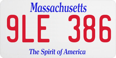 MA license plate 9LE386