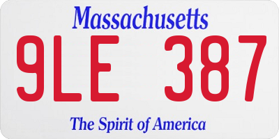 MA license plate 9LE387