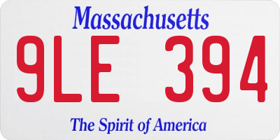 MA license plate 9LE394
