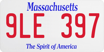 MA license plate 9LE397