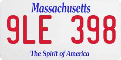 MA license plate 9LE398