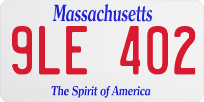 MA license plate 9LE402