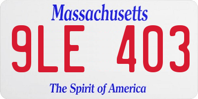 MA license plate 9LE403