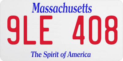 MA license plate 9LE408