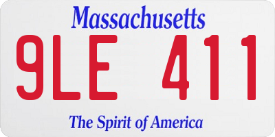 MA license plate 9LE411