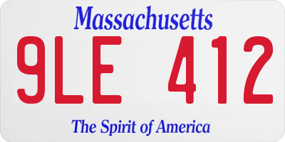 MA license plate 9LE412