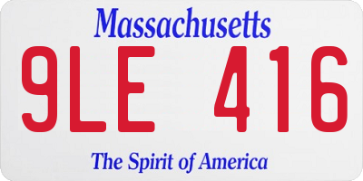 MA license plate 9LE416