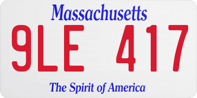 MA license plate 9LE417