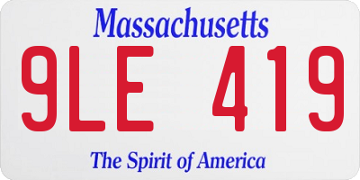 MA license plate 9LE419