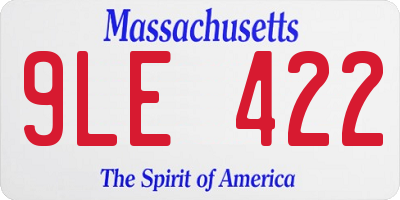 MA license plate 9LE422